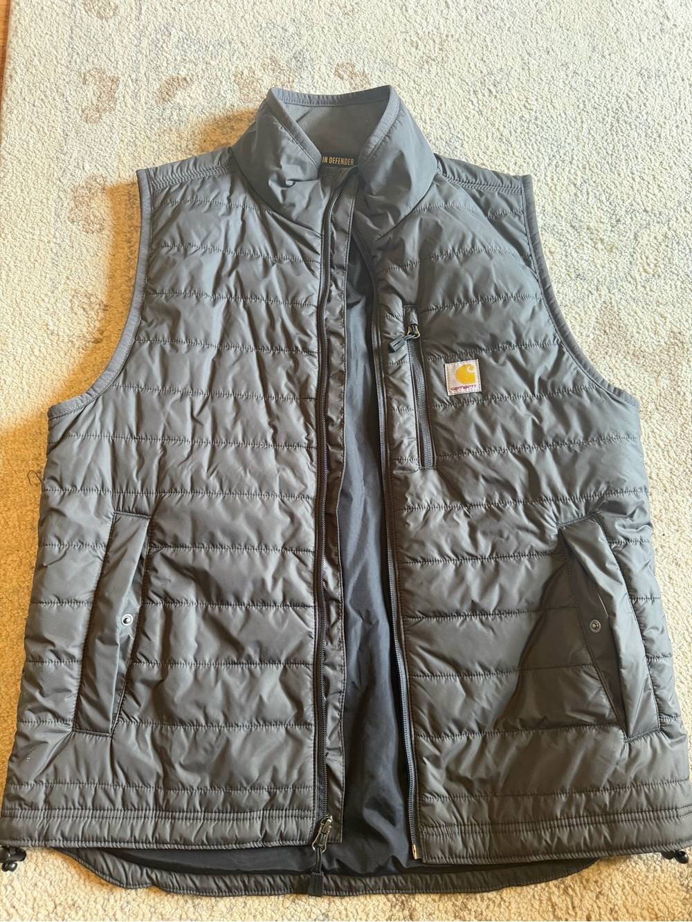 Carhartt Men's Gray Rain Defender Quilted Insulated Vest